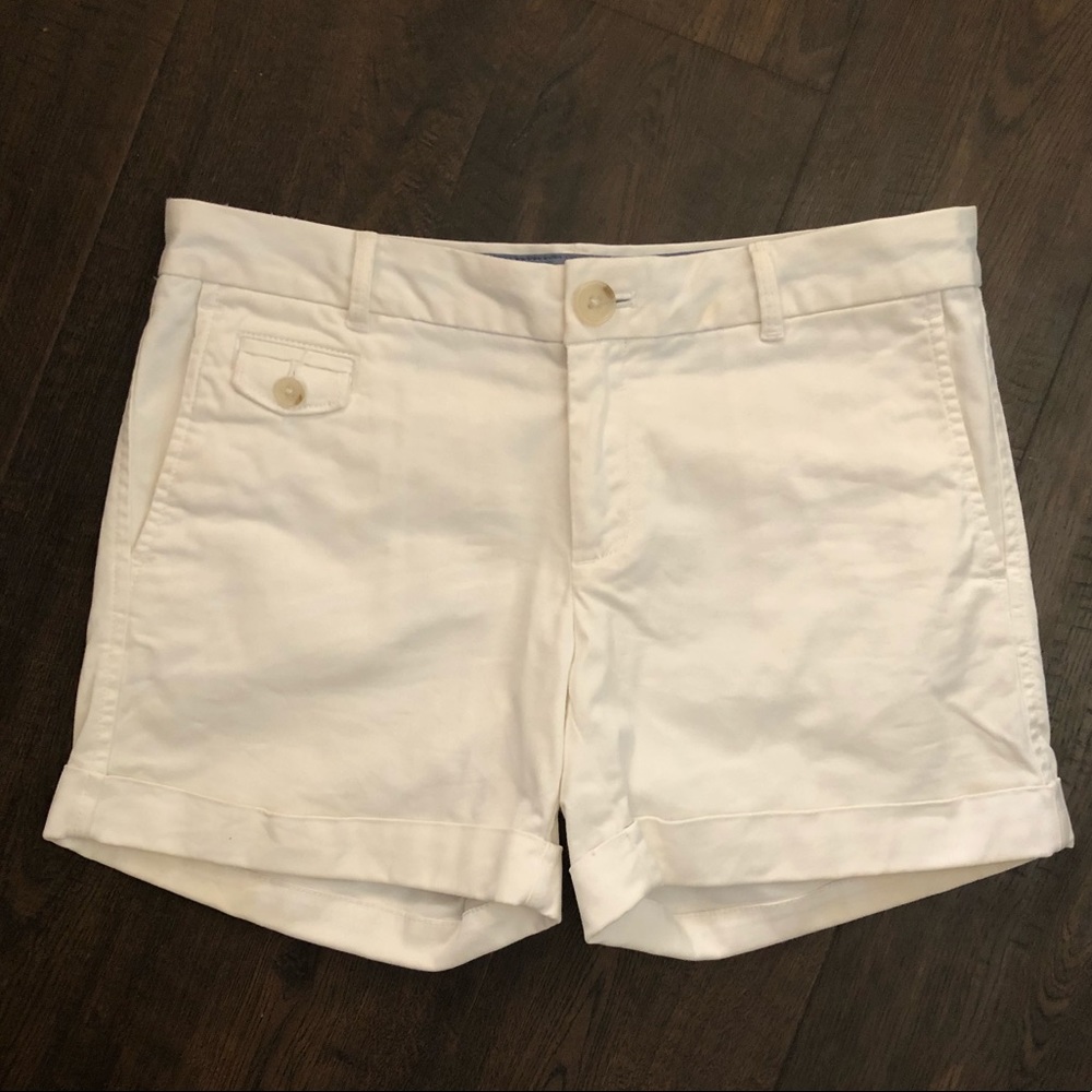 White cuffed Shorts